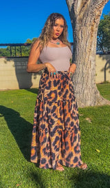 Baha Ranch Retro Pop Western Leopard Print Maxi Prairie Skirt - Baha Ranch Western Wear - Flyclothing LLC