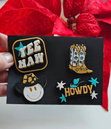 Set of 4 3D Print Western Cowboy Yeehaw Howdy Hat Pins Made in America choice of colors
