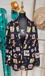Baha Ranch Vintage Cowgirl Collage Western Blazer