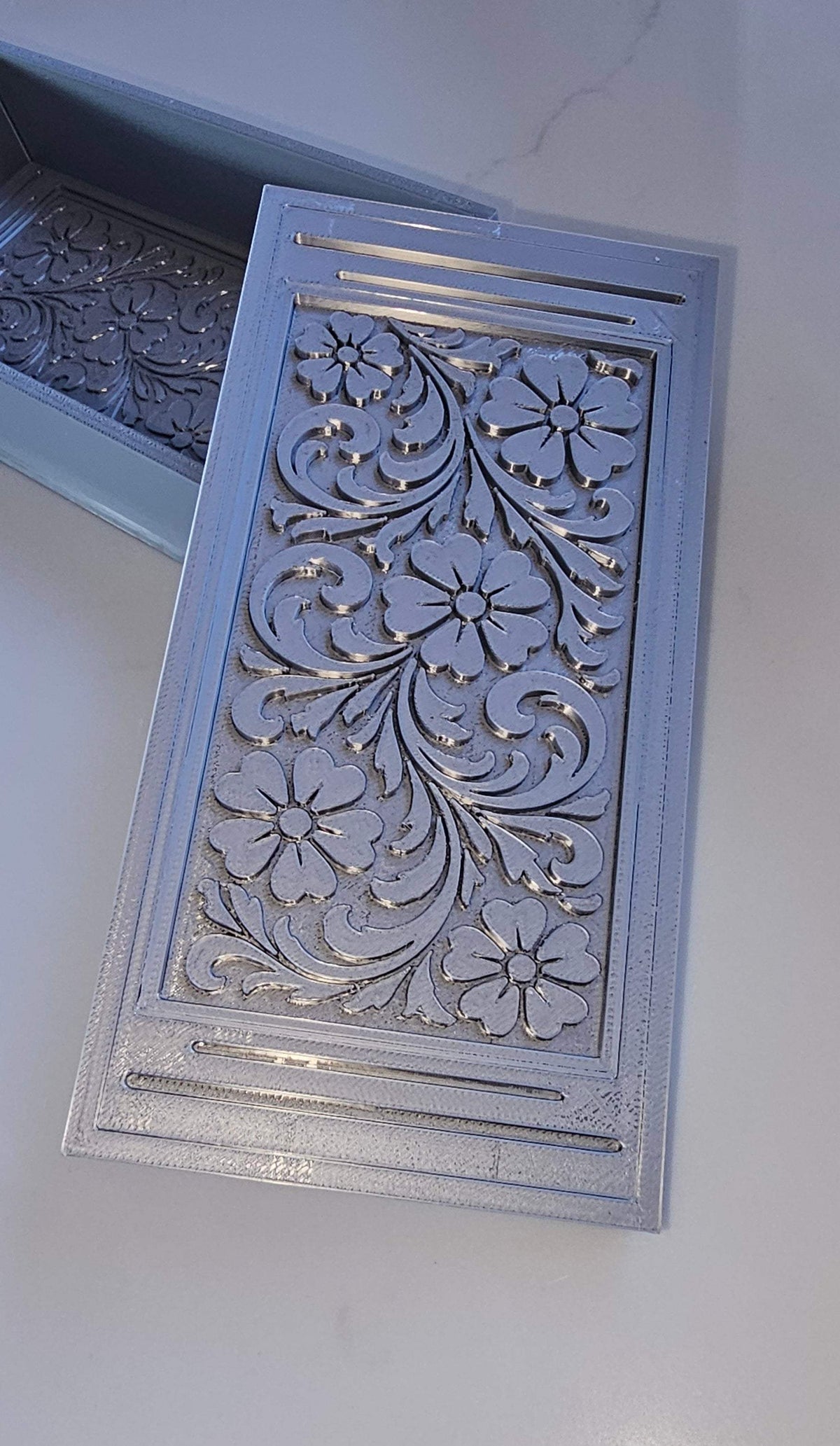 3d Print Silver Tooled Trinket Gift Box or Keychain or Wall Cross
