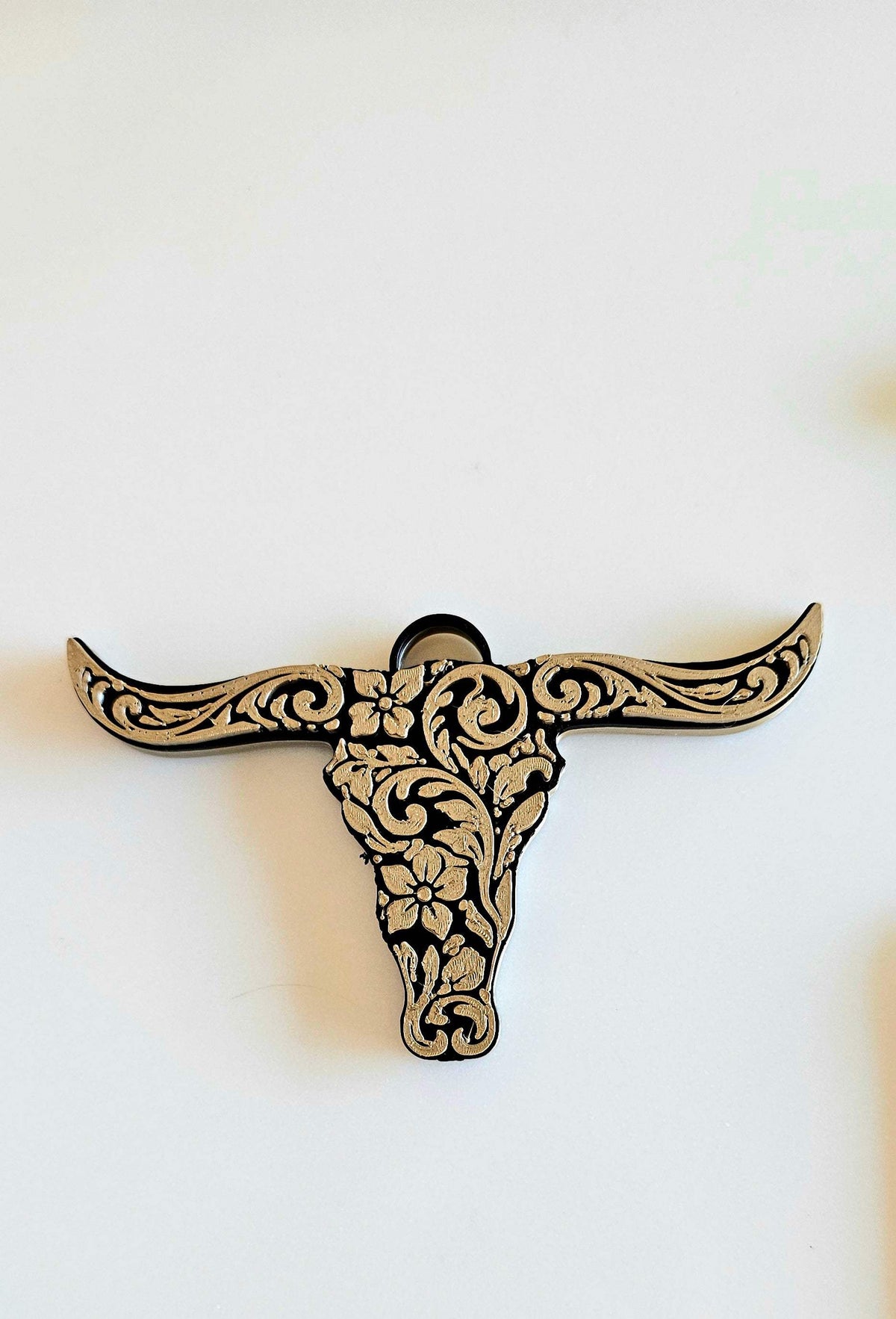 3d Print Tooled Longhorn Keychain or Purse Charm Ornament - Made in America - choice of colors - Baha Ranch Western Wear - Flyclothing LLC