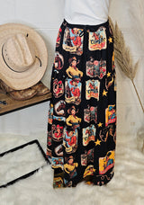 Baha Ranch Vintage Cowgirl Collage Western Tiered Prairie Maxi Skirt - Baha Ranch Western Wear - Flyclothing LLC