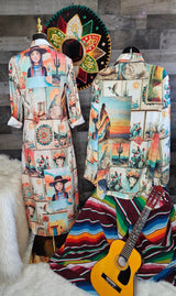 Baha Ranch Colores de Mexico Pictures of the Southwest Button-Up Long Sleeve Shirt Dress Duster - Baha Ranch Western Wear - Flyclothing LLC