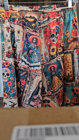Baha Ranch Colores de Mexico Dia de los Muertos Midi Skirt