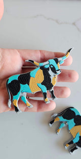 Baha Ranch 3D Print Turquoise Longhorn Made in America Keychain Magnet Purse Charm - Baha Ranch Western Wear - Flyclothing LLC