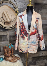 Baha Ranch Yeehaw Cowboy Vintage Western Retro Blazer