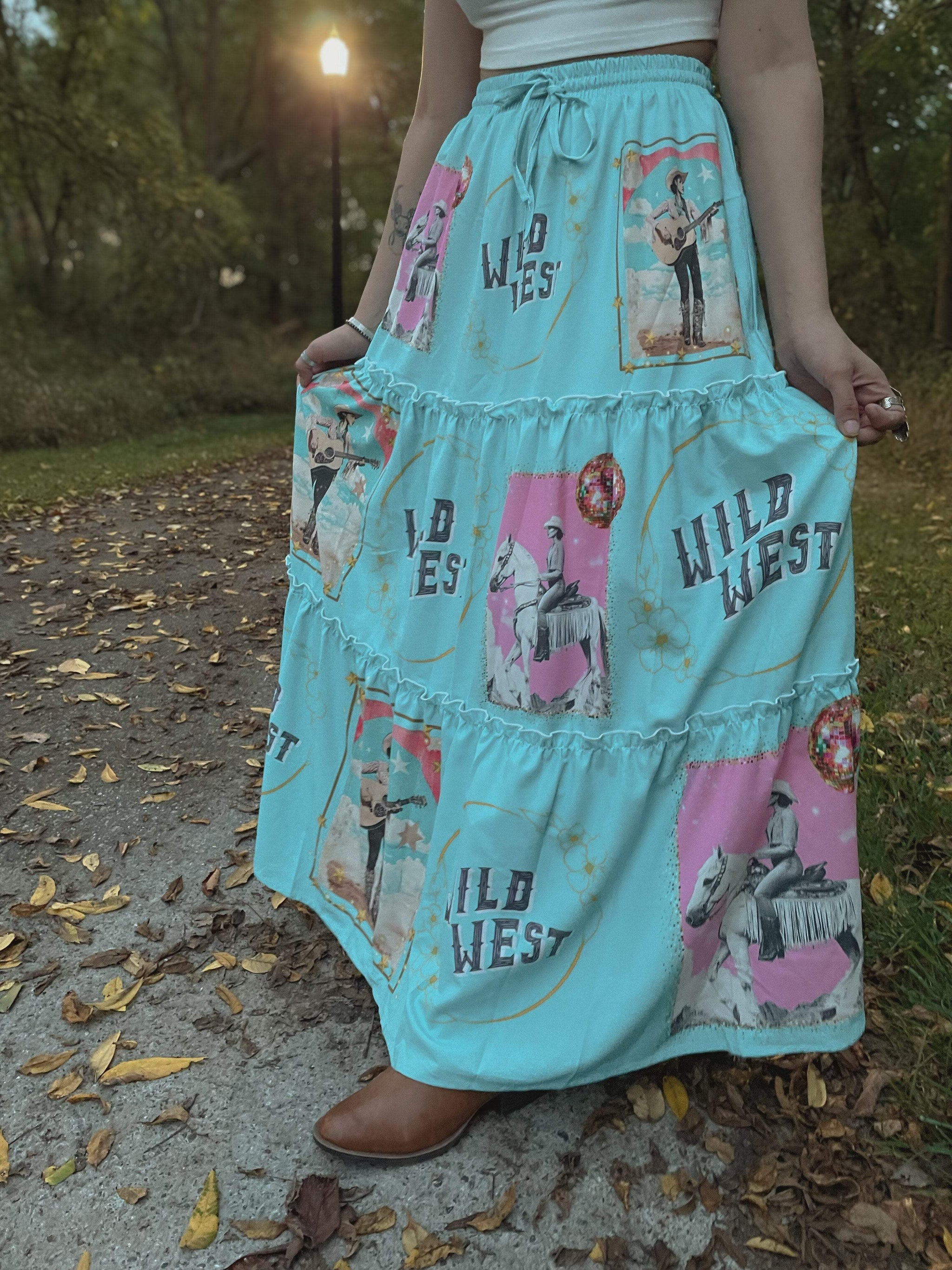 Baha Ranch Retro Pop Western Prairie Maxi Skirt - Baha Ranch Western Wear - Flyclothing LLC