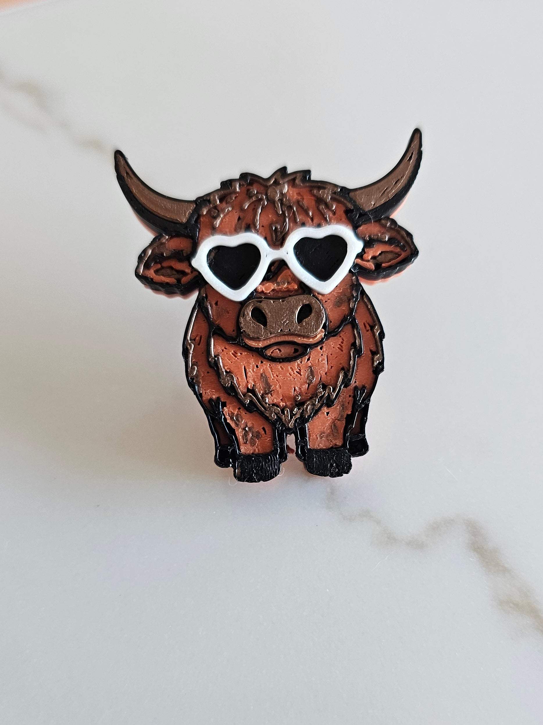 3d Cool Highland Brown Cow Hat Pin Made in America - Baha Ranch Western Wear - Flyclothing LLC