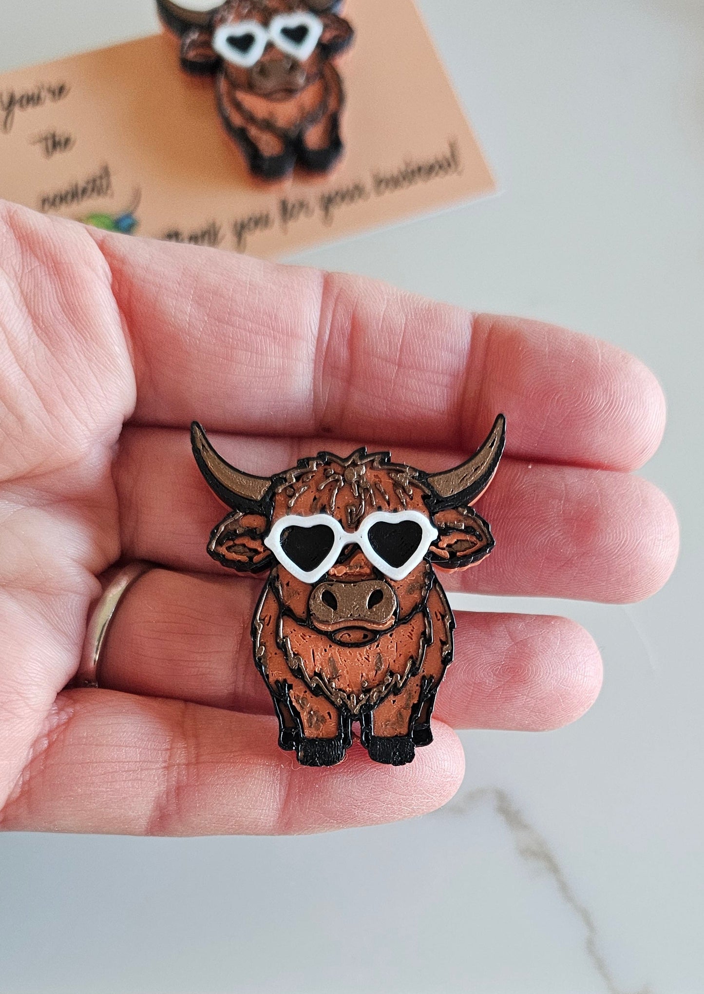 3d Printed Cool Highland Brown Cow Magnet Made in America