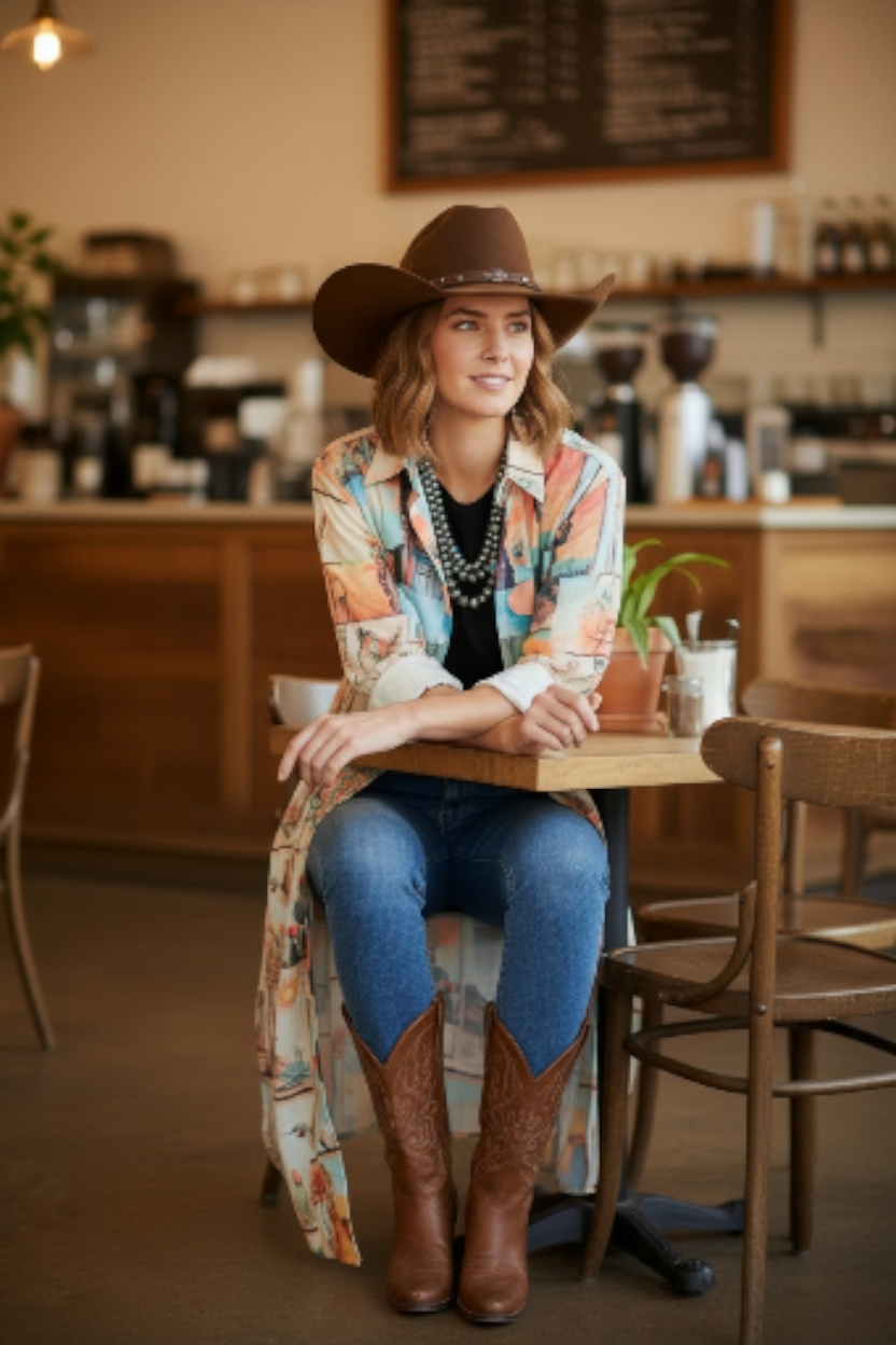 Baha Ranch Colores de Mexico Pictures of the Southwest Button-Up Long Sleeve Shirt Dress Duster - Baha Ranch Western Wear - Flyclothing LLC
