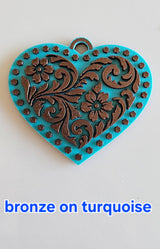 3d Printed Tooled Cowboy Cowgirl Heart  Keychain or Purse Charm