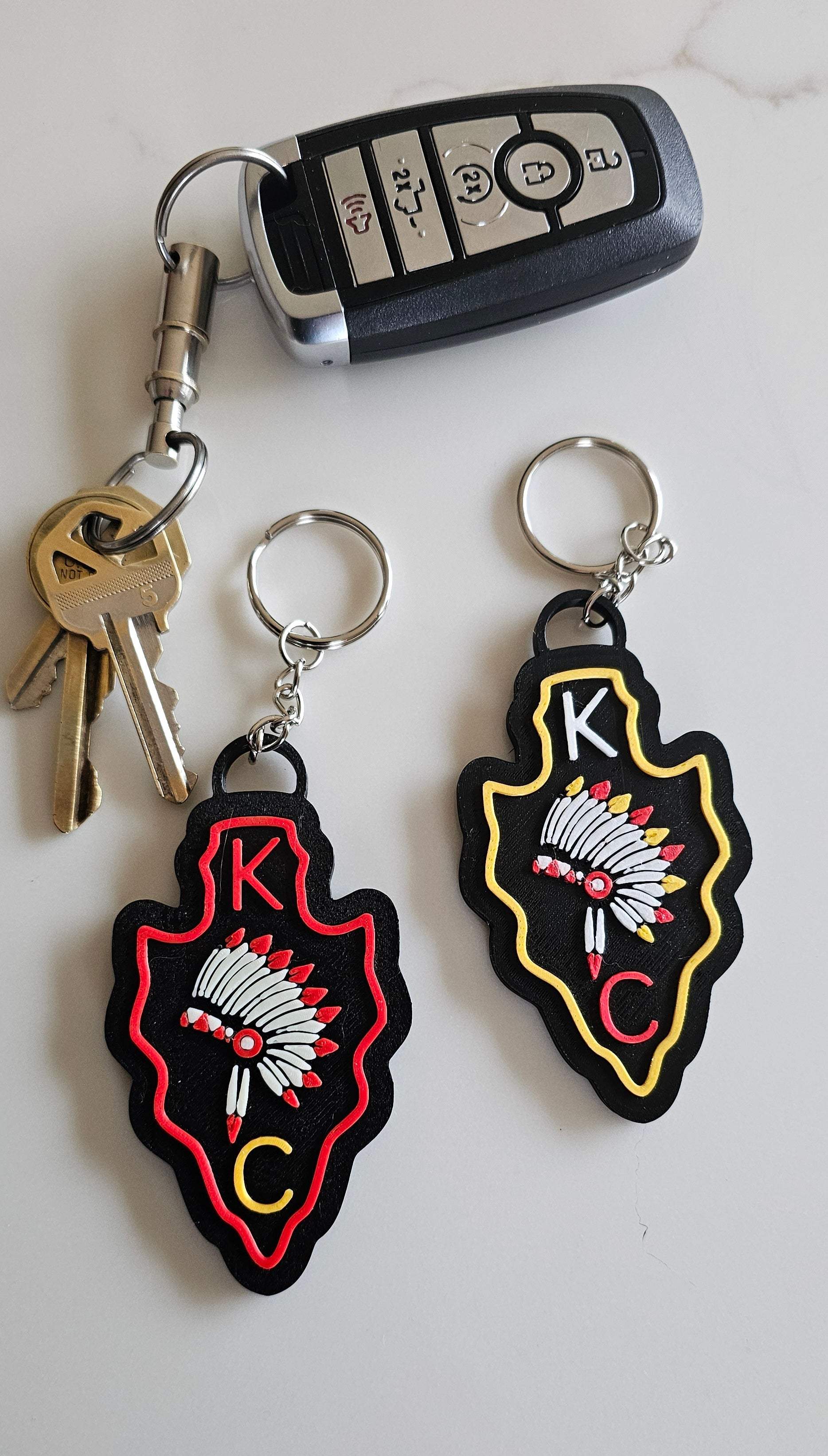 3D Print Chiefs Arrowhead Kc Kansas City Football Keychain Made in America - Baha Ranch Western Wear - Flyclothing LLC