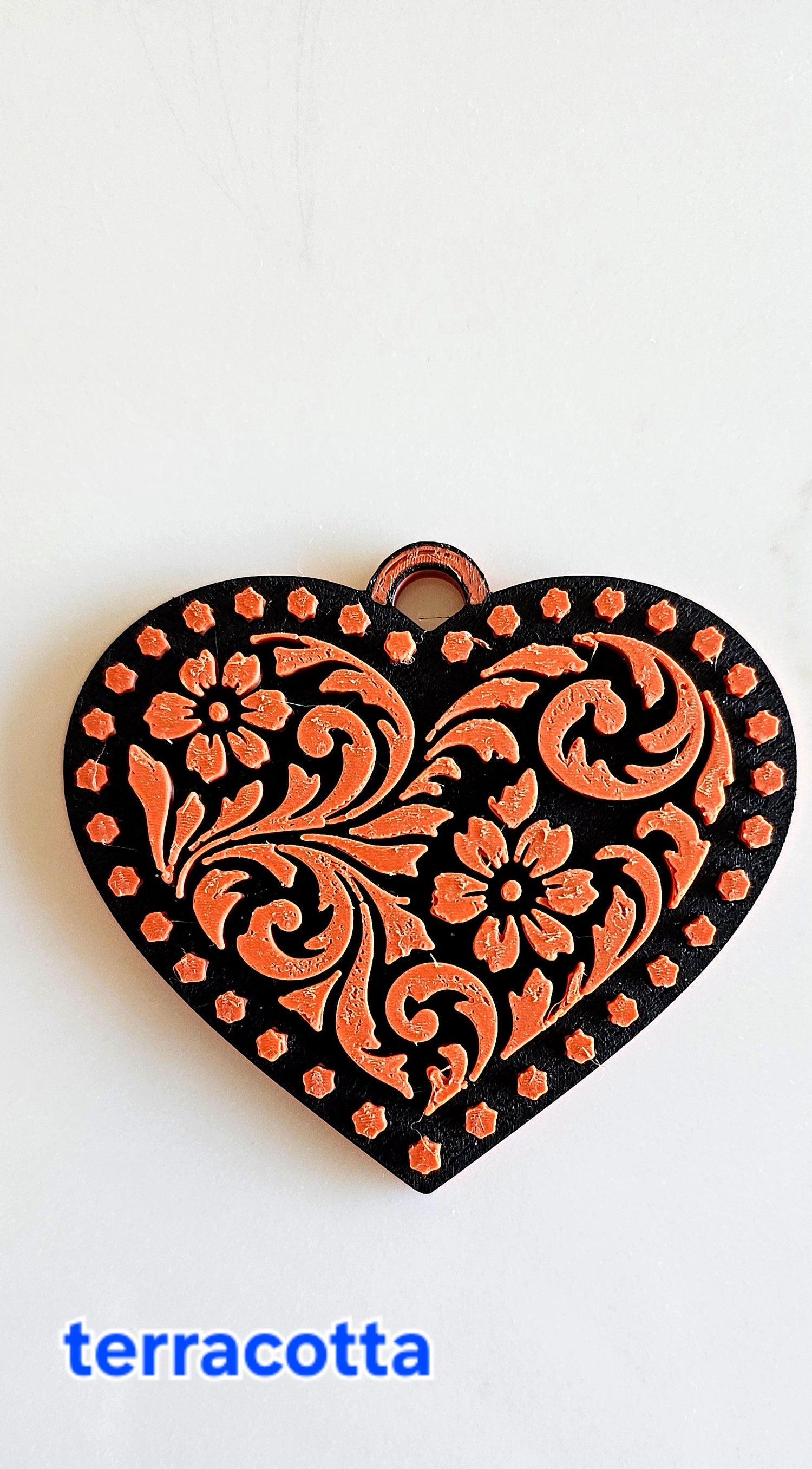 3d Printed Tooled Cowboy Cowgirl Heart  Keychain or Purse Charm
