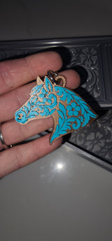 3d Print Silver Tooled Horse Trinket Gift Box with free horse keychain