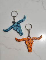 3d Print Tooled Longhorn Keychain or Purse Charm Ornament - Made in America - choice of colors - Baha Ranch Western Wear - Flyclothing LLC