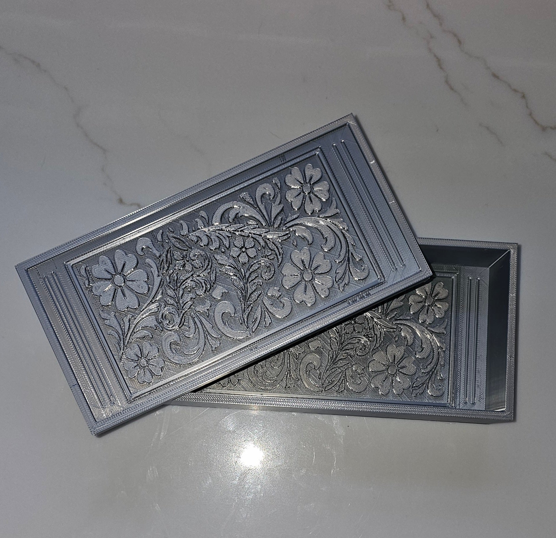 3d Print Silver Tooled Horse Trinket Gift Box with free horse keychain