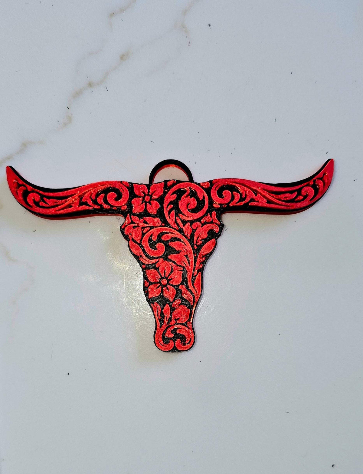 3d Print Tooled Longhorn Keychain or Purse Charm Ornament - Made in America - choice of colors - Baha Ranch Western Wear - Flyclothing LLC