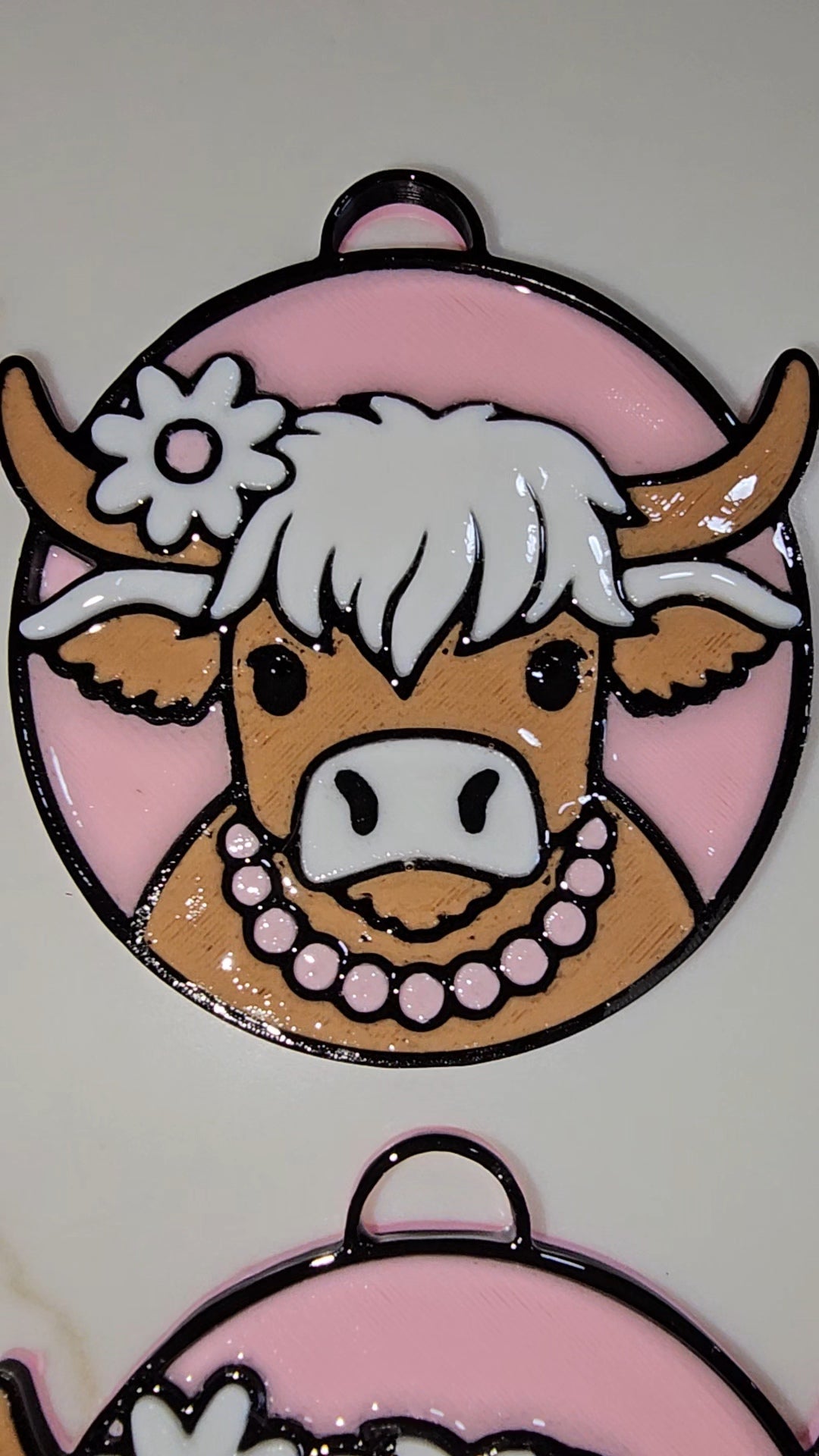 3d Printed Cowboy Cowgirl Highland Cow Cute Keychain