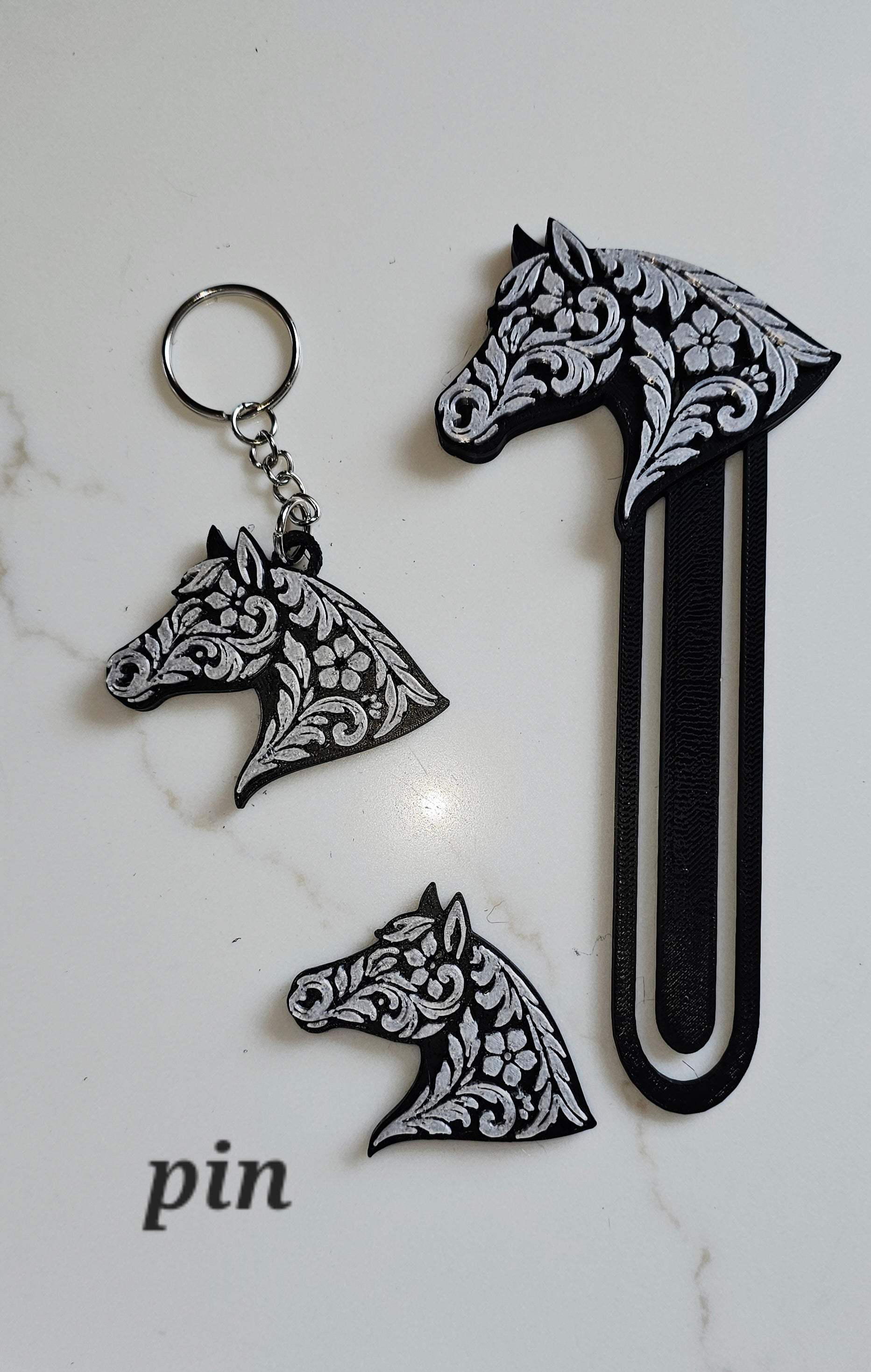 Baha Ranch Year of the Horse Tooled 3d Print Bookmark Keychain Hatpin Magnet Purse Charm Made in America - Baha Ranch Western Wear - Flyclothing LLC