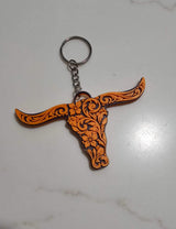 3d Print Tooled Longhorn Keychain or Purse Charm Ornament - Made in America - choice of colors - Baha Ranch Western Wear - Flyclothing LLC