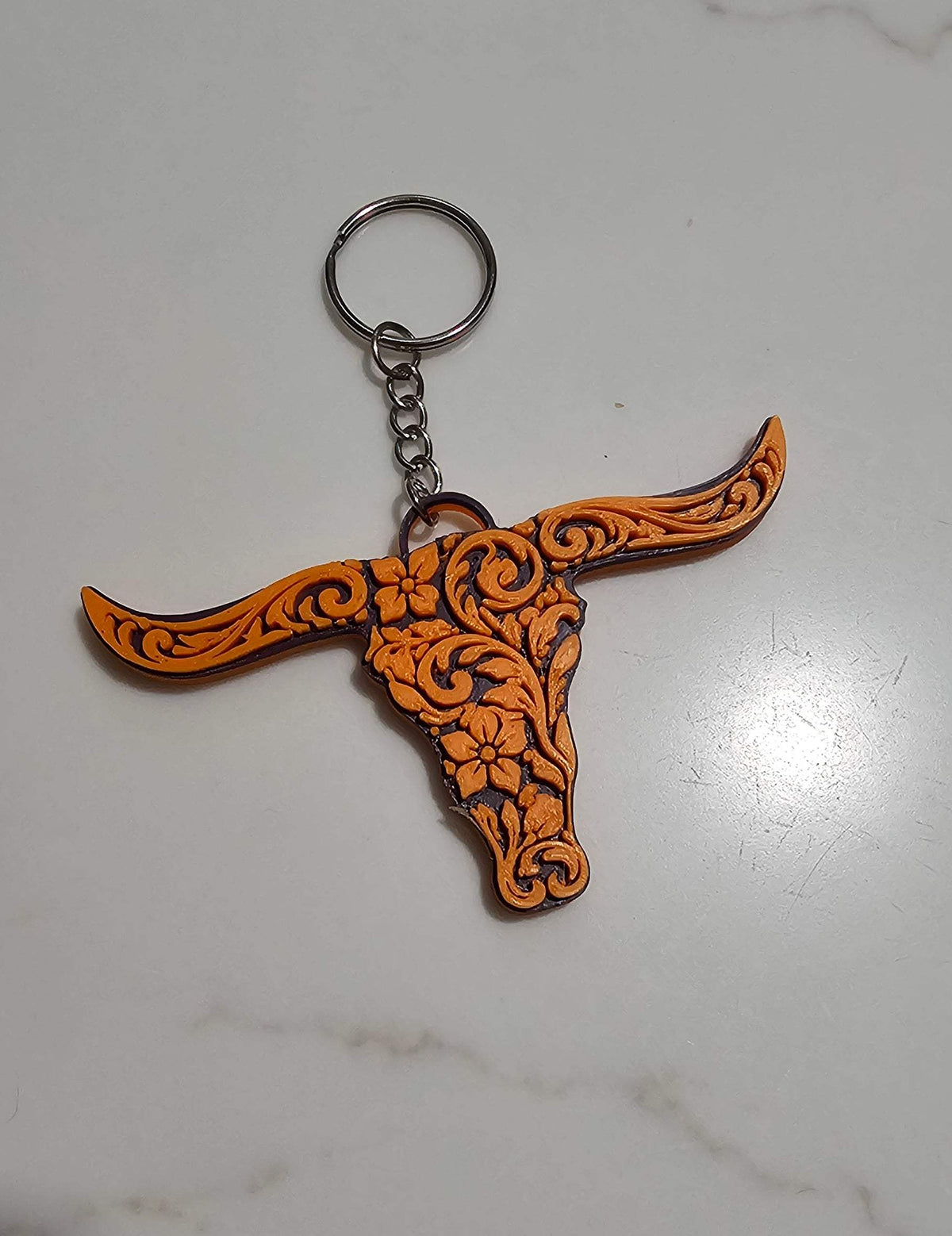 3d Print Tooled Longhorn Keychain or Purse Charm Ornament - Made in America - choice of colors - Baha Ranch Western Wear - Flyclothing LLC