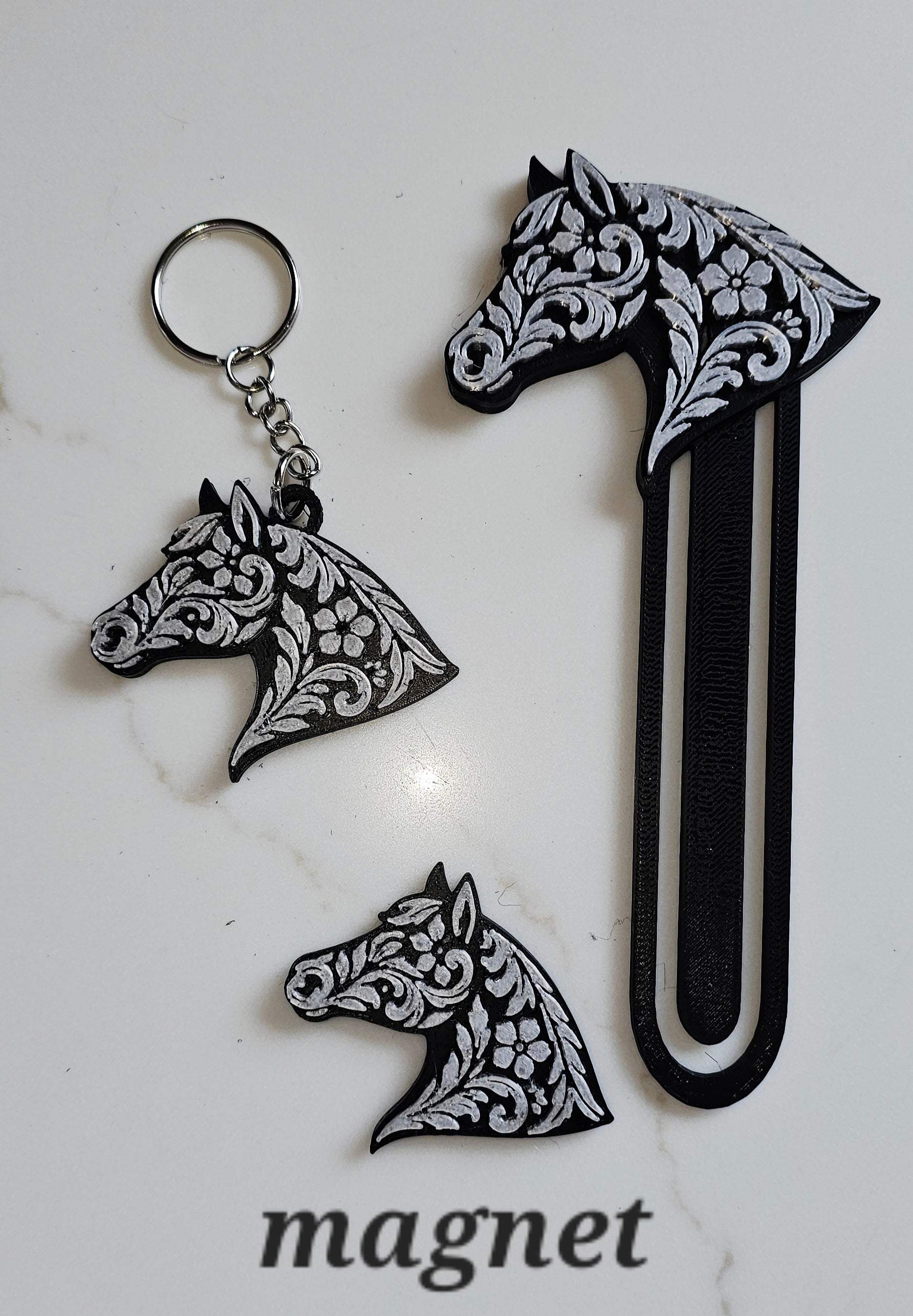 Baha Ranch Year of the Horse Tooled 3d Print Bookmark Keychain Hatpin Magnet Purse Charm Made in America - Baha Ranch Western Wear - Flyclothing LLC