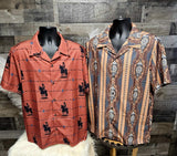 Baha Ranch Mocha Aztec Hawaiian Shirt Made in America - Baha Ranch Western Wear - Flyclothing LLC