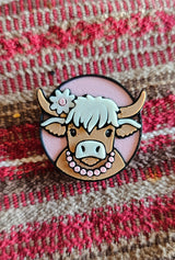 3d Western Cowgirl Cowboy Highland Cow Theme - Necklace, Purse Charm, Earrings, Keychain, Magnet
