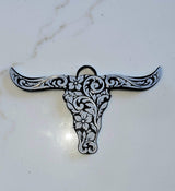 3d Print Tooled Longhorn Keychain or Purse Charm Ornament - Made in America - choice of colors - Baha Ranch Western Wear - Flyclothing LLC