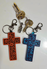 Baha Ranch 3D Faith Tooled Wall Cross or Keychain/Purse Charm Made in America