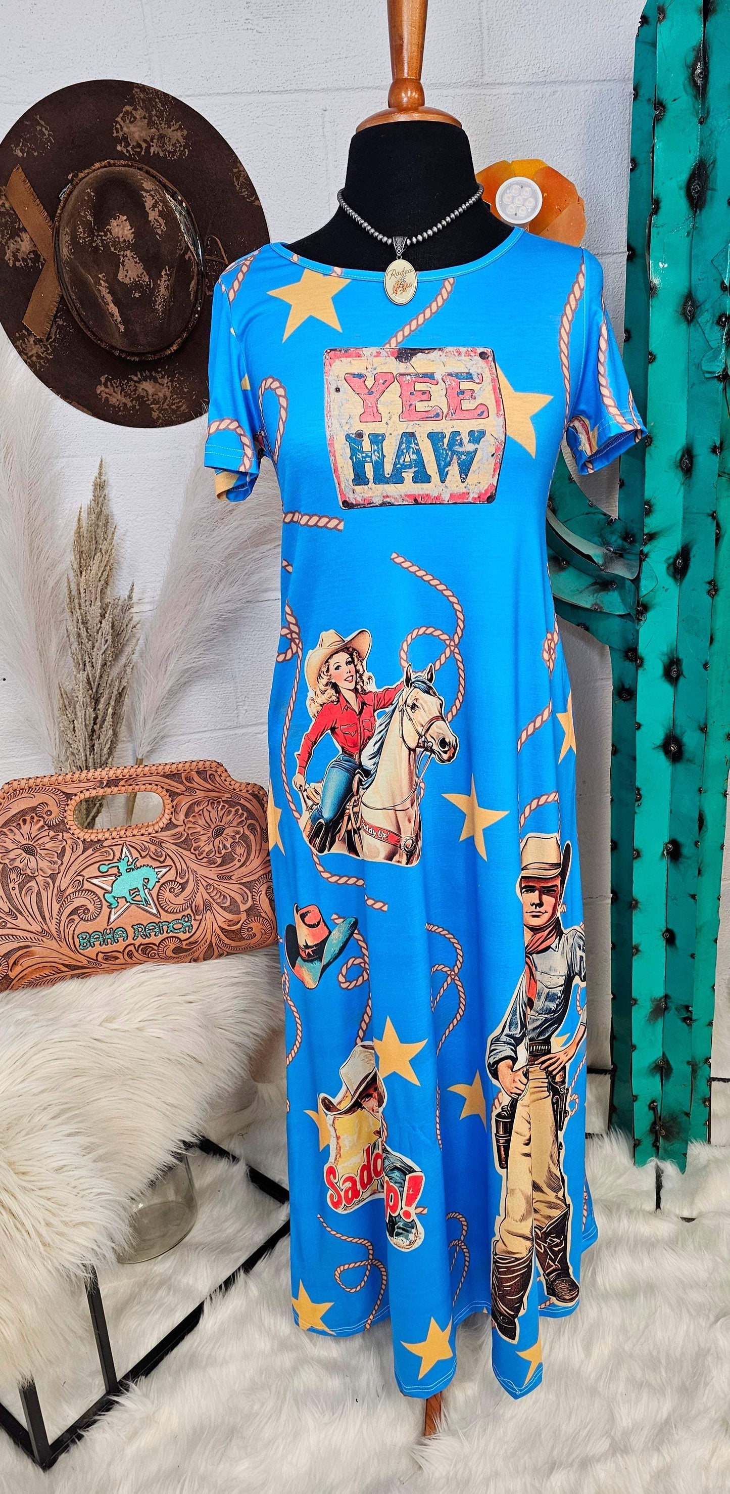 Baha Ranch Vintage Cowgirl Western Dress - Baha Ranch Western Wear - Flyclothing LLC