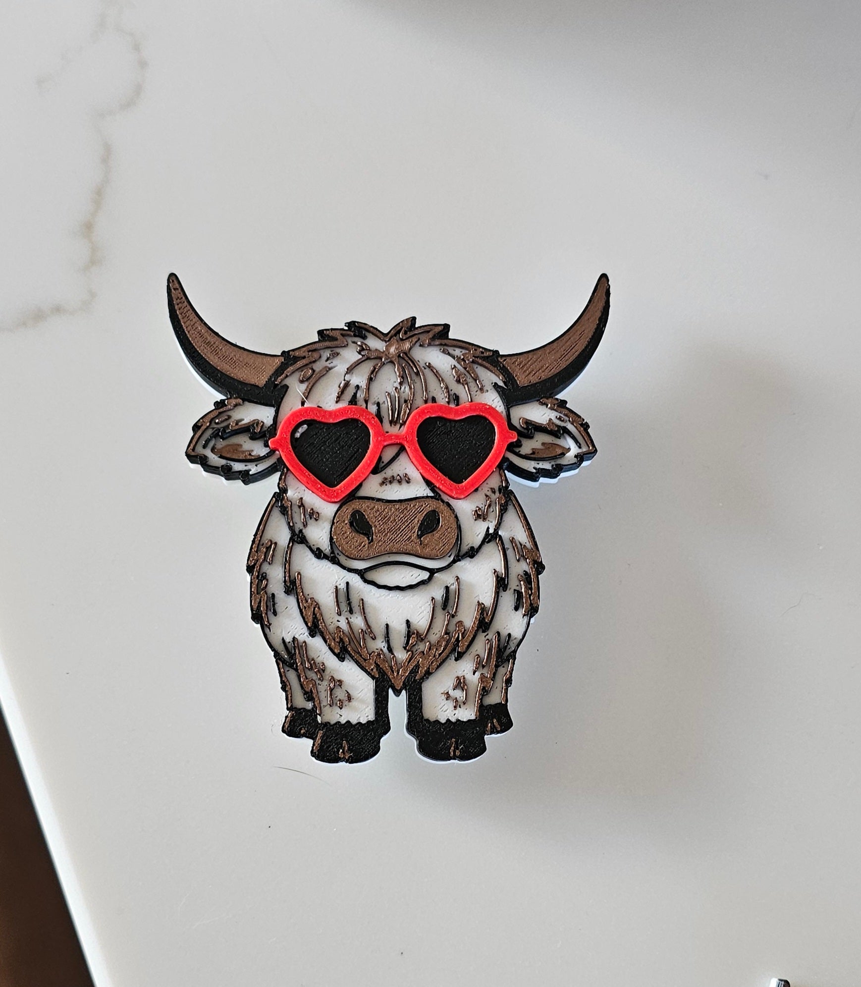 3d Printed Cool Highland Cow Magnet Made in America