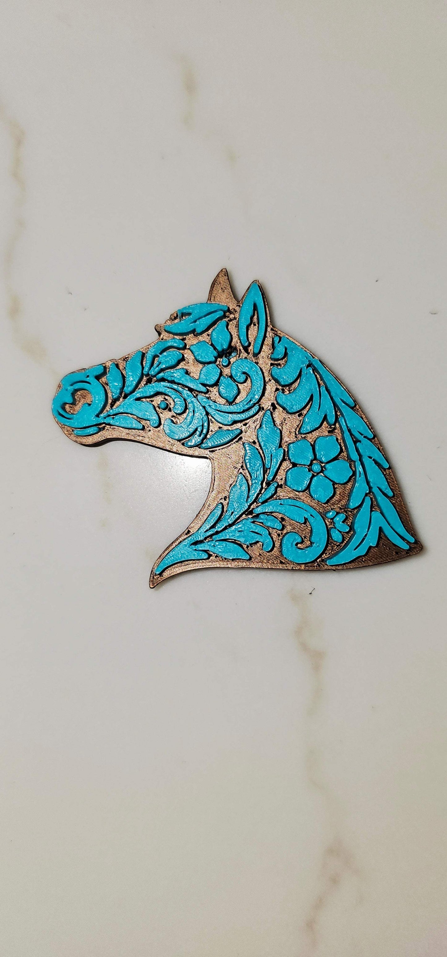 Baha Ranch Year of the Horse Tooled 3d Print Bookmark Keychain Hatpin Magnet Purse Charm Made in America - Baha Ranch Western Wear - Flyclothing LLC