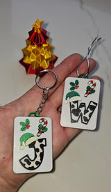 3D Print Christmas Personalized Initial - Keychain or Ornament - Made in America