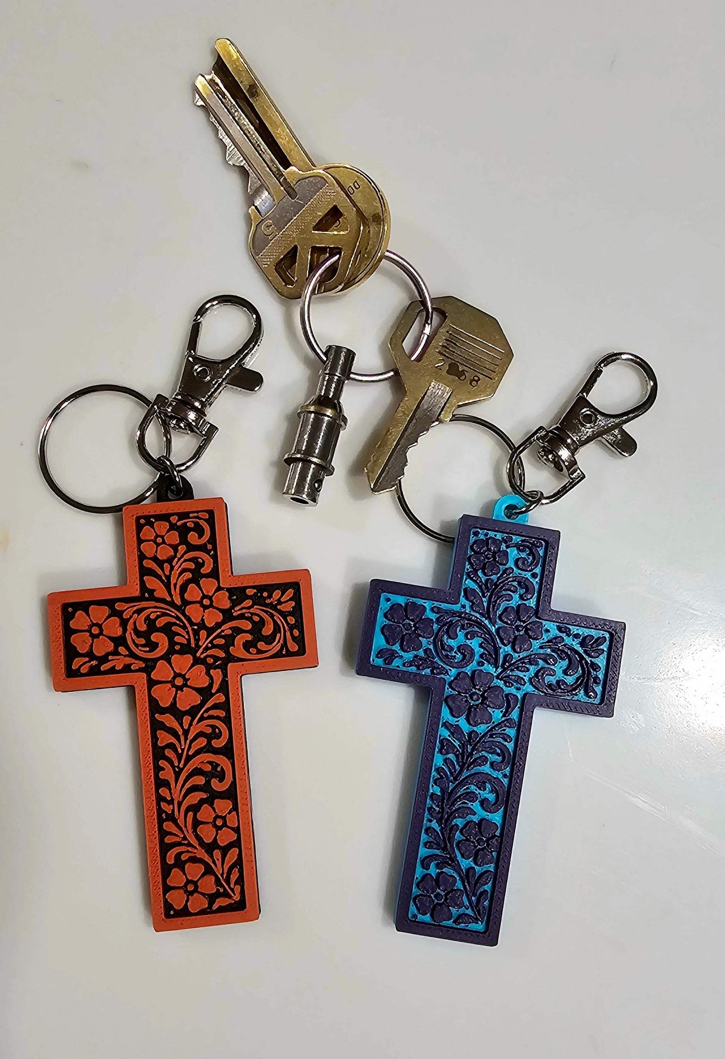 Baha Ranch 3D Faith Tooled Wall Cross or Keychain/Purse Charm Made in America - Baha Ranch Western Wear - Flyclothing LLC