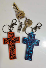 Baha Ranch 3D Faith Tooled Wall Cross or Keychain/Purse Charm Made in America - Baha Ranch Western Wear - Flyclothing LLC