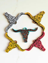 3d Print Tooled Longhorn Keychain or Purse Charm Ornament - Made in America - choice of colors - Baha Ranch Western Wear - Flyclothing LLC