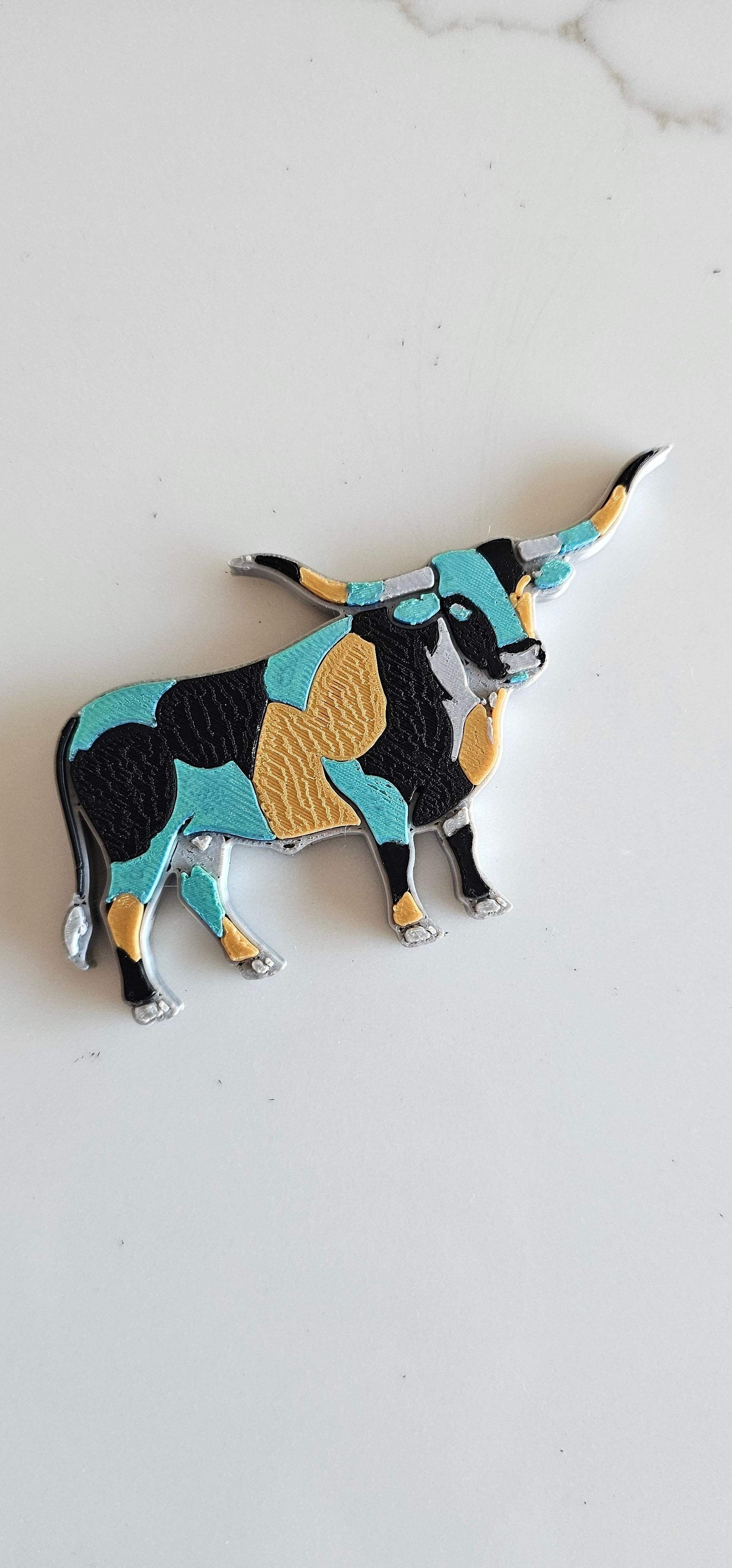 Baha Ranch 3D Print Turquoise Longhorn Made in America Keychain Magnet Purse Charm - Baha Ranch Western Wear - Flyclothing LLC