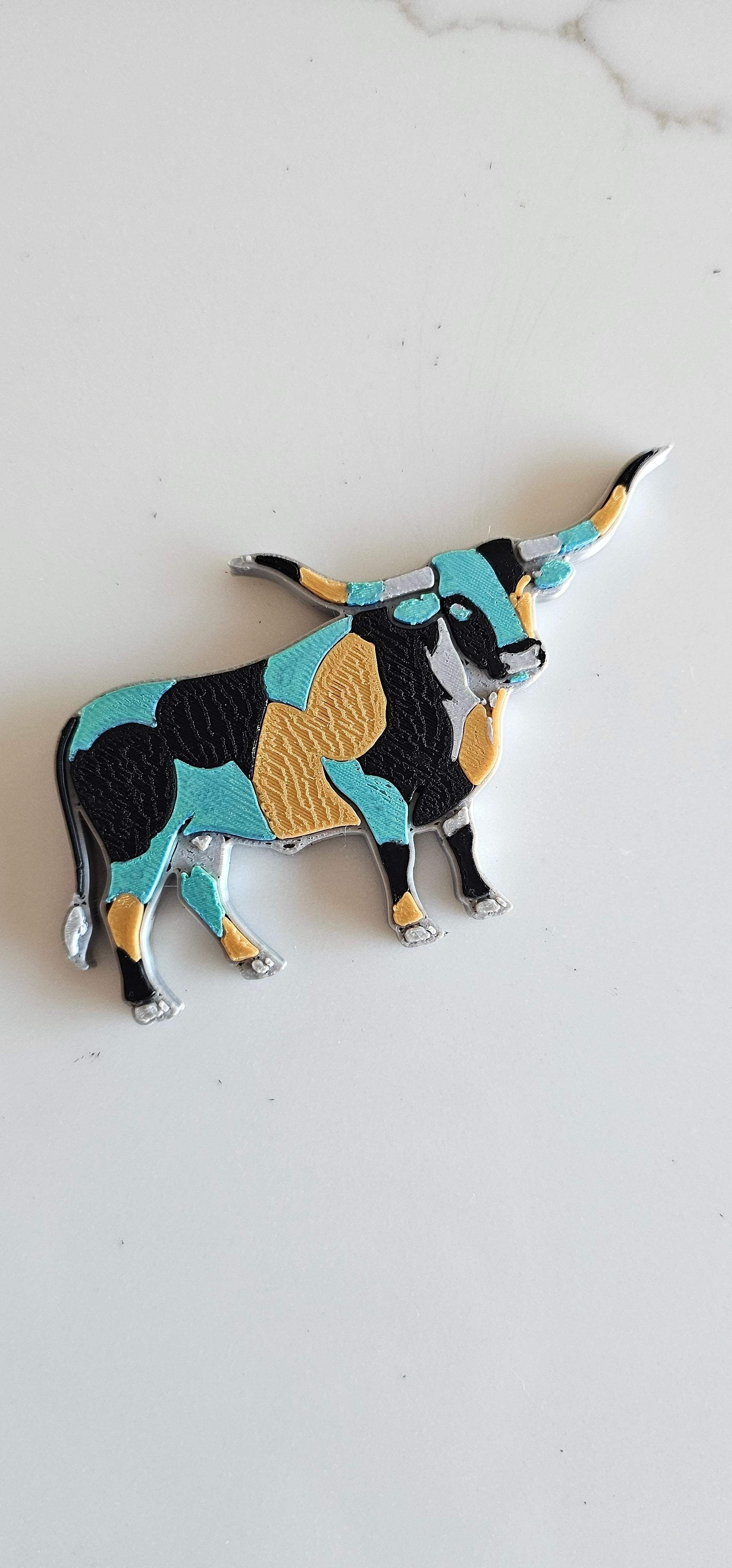 Baha Ranch 3D Print Turquoise Longhorn Made in America Keychain Magnet Purse Charm - Baha Ranch Western Wear - Flyclothing LLC
