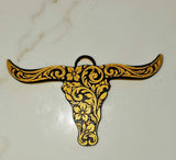 3d Print Tooled Longhorn Keychain or Purse Charm Ornament - Made in America - choice of colors - Baha Ranch Western Wear - Flyclothing LLC