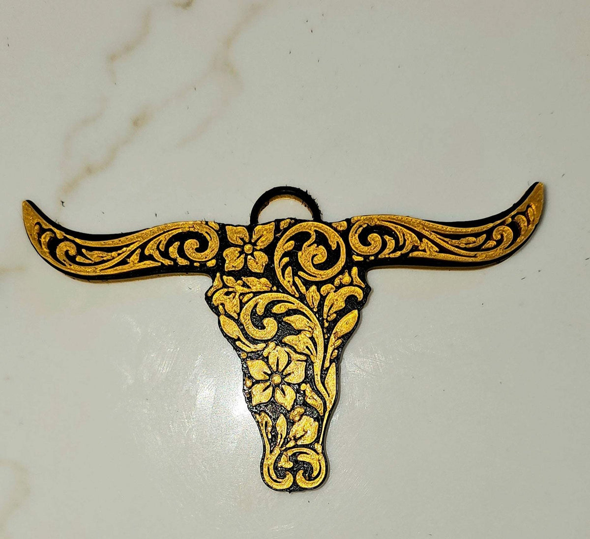 3d Print Tooled Longhorn Keychain or Purse Charm Ornament - Made in America - choice of colors - Baha Ranch Western Wear - Flyclothing LLC