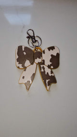 3d Print Puffy Bow Trend Keychain Fringe Cow Print Western Made in America - Baha Ranch Western Wear - Flyclothing LLC