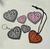 3d Printed Tooled Cowboy Cowgirl Heart  Keychain or Purse Charm
