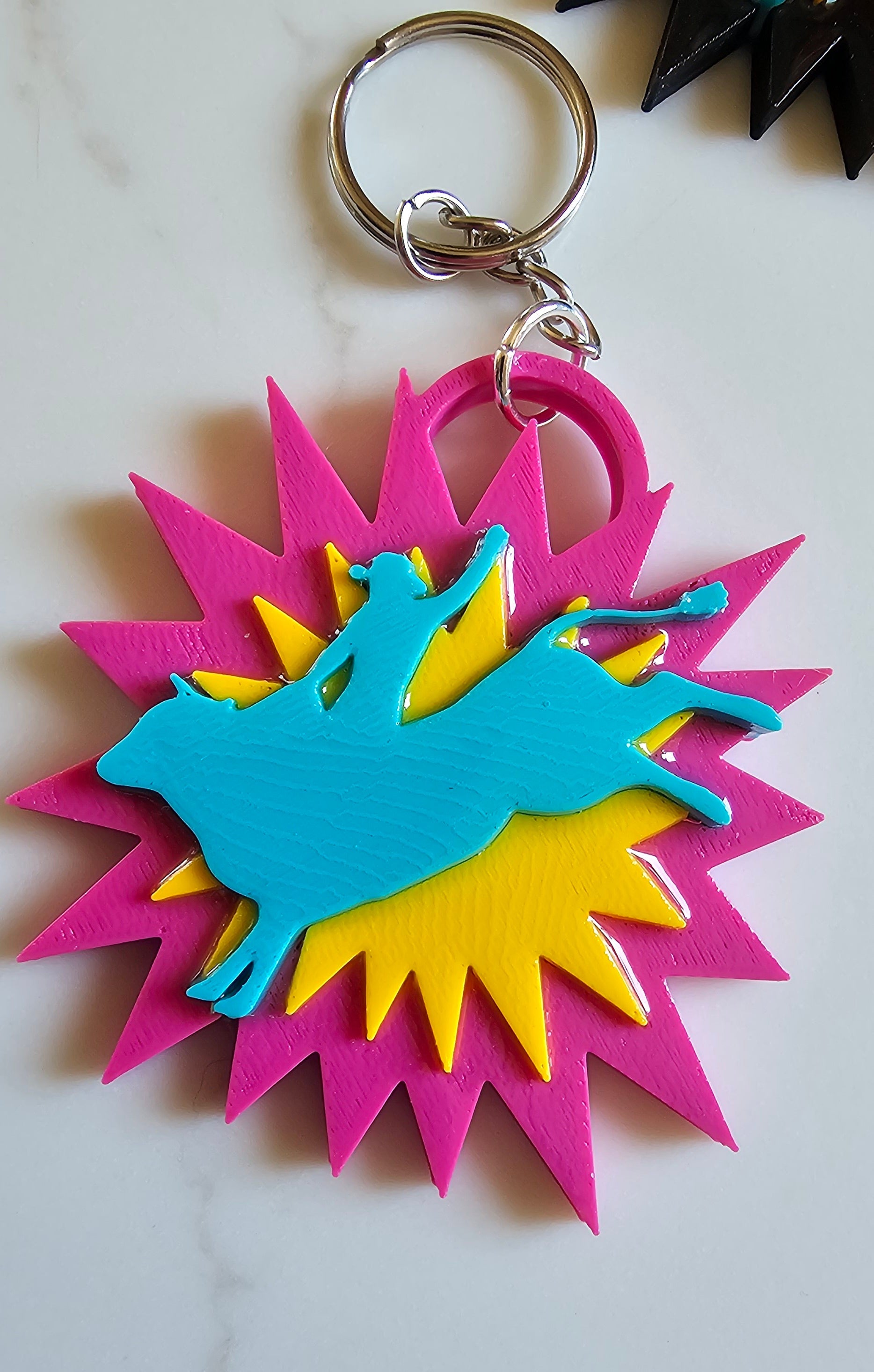 3d Printed Keychains Western Rodeo Bullrider Cowboy The Last Roundup