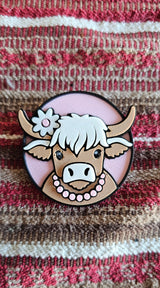 3d Western Cowgirl Cowboy Highland Cow Theme - Necklace, Purse Charm, Earrings, Keychain, Magnet