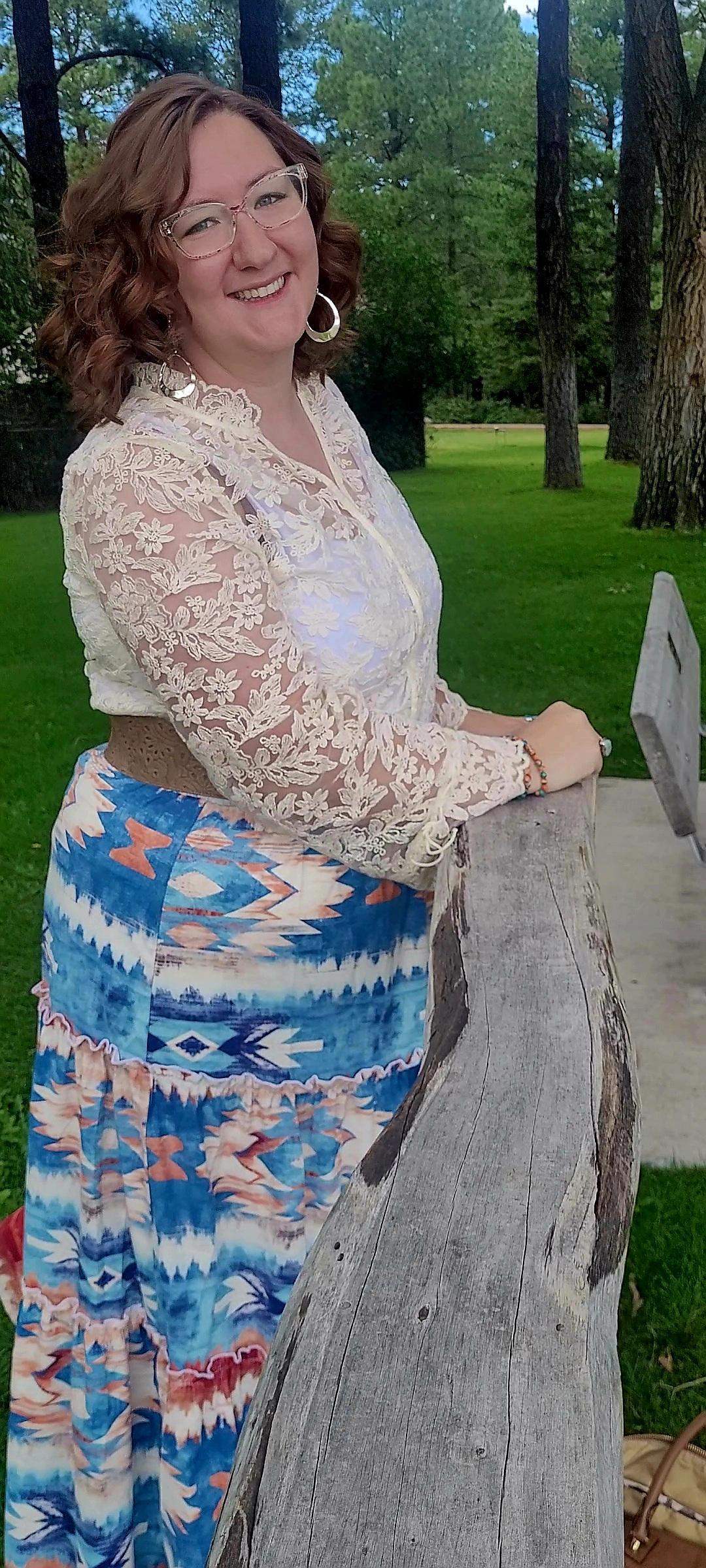 Baha Ranch Blue Aztec Western Prairie Tiered Maxi Skirt - Baha Ranch Western Wear - Flyclothing LLC