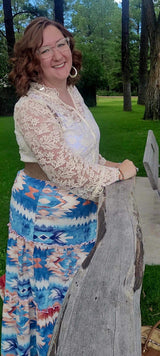 Baha Ranch Blue Aztec Western Prairie Tiered Maxi Skirt - Baha Ranch Western Wear - Flyclothing LLC