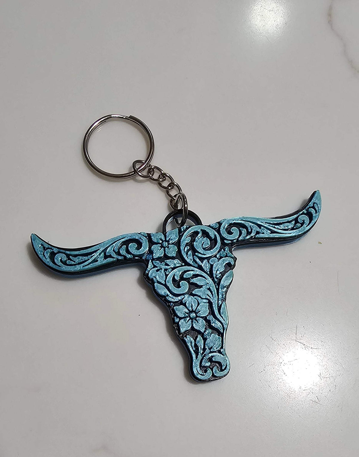 3d Print Tooled Longhorn Keychain or Purse Charm Ornament - Made in America - choice of colors - Baha Ranch Western Wear - Flyclothing LLC