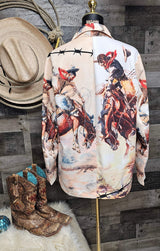 Baha Ranch Yeehaw Cowboy Vintage Western Retro Blazer