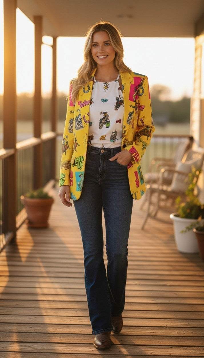 Baha Ranch The Last Roundup Blazer in Mustard - Baha Ranch Western Wear - Flyclothing LLC